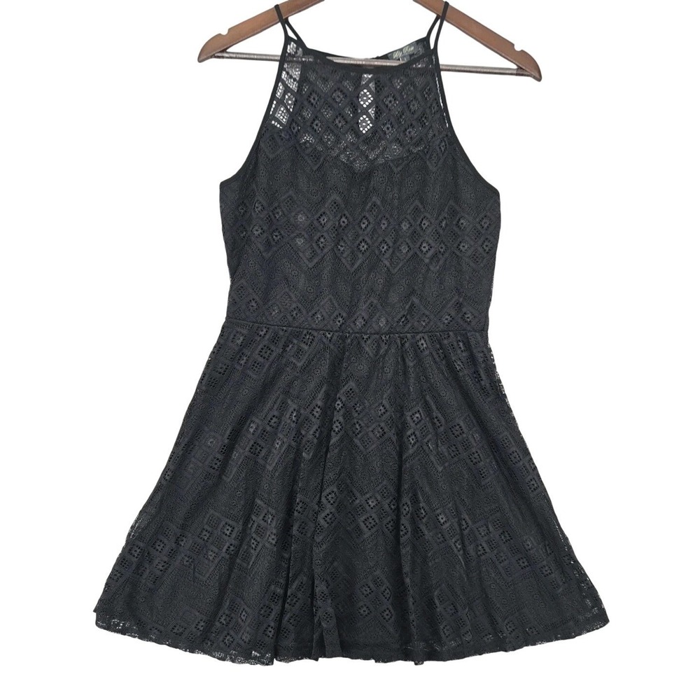Lily Rose Sleeveless Lace Dress‎ Overlay Women's Stretch Black Size Large Lined